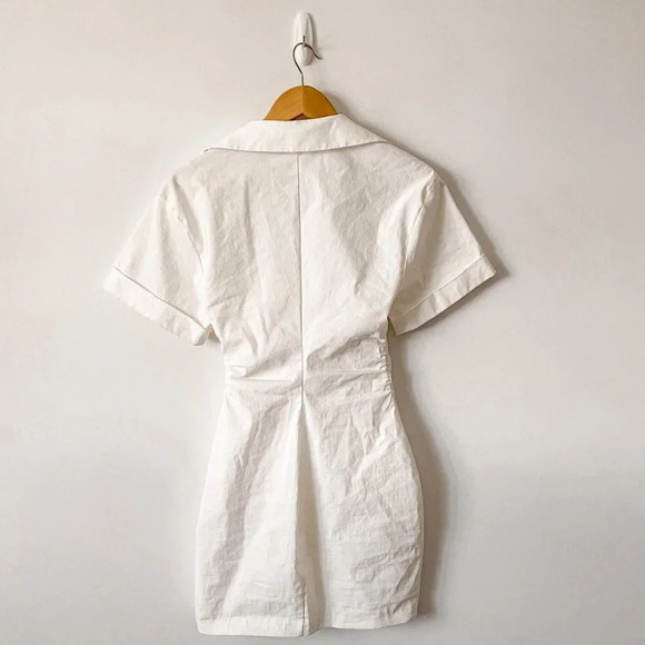 Zara Stretch Linen Blend Shirt Mini Dress Ecru White Blogger Fav Size Small - Picture 8 of 11